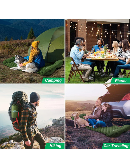 Almohadilla Inflable WANNTS para Camping 195.5x63.5cm Verde