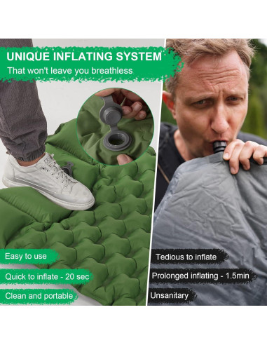 Almohadilla Inflable WANNTS para Camping 195.5x63.5cm Verde