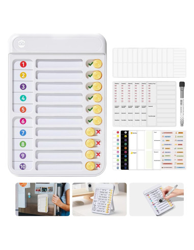 Tabla de Tareas Magnética Owlprince para Niños - Blanco