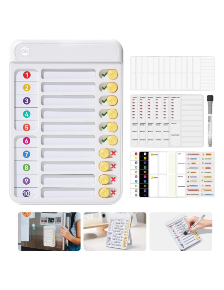 Tabla de Tareas Magnética Owlprince para Niños - Blanco