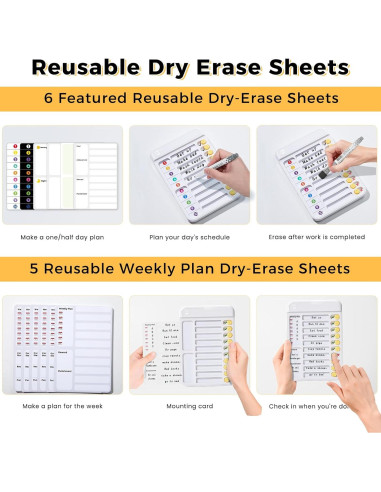 Tabla de Tareas Magnética Owlprince para Niños - Blanco