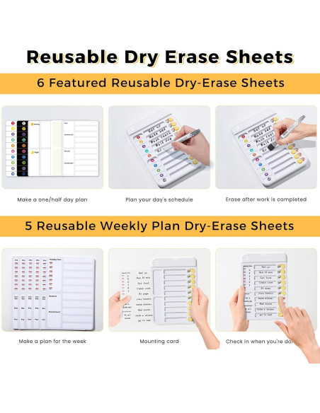 Tabla de Tareas Magnética Owlprince para Niños - Blanco