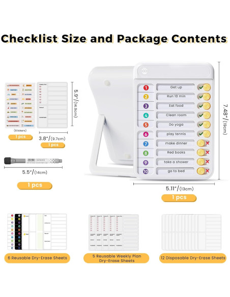 Tabla de Tareas Magnética Owlprince para Niños - Blanco