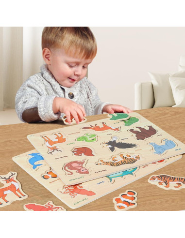 Rompecabezas de Madera GRINNNIE 6 PZS para Niños 2-4 Años