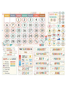 Calendario de Aula Arcoíris Boho QOUBAI - 50 Piezas