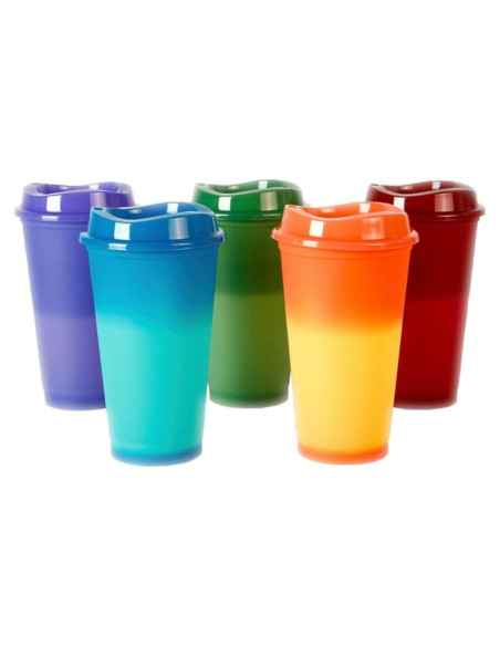 Tazas de Cambio de Color 16 oz PARTSQUEEN - 5 Piezas Reutilizables