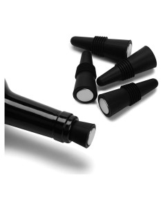 Tapones de Silicona para Vino OHMAXHO - Juego de 5, Negro