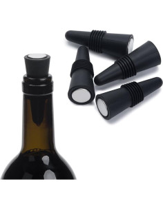 Tapones de Silicona para Vino OHMAXHO - Juego de 5, Negro 2