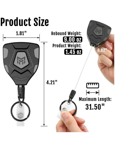 Llavero Retráctil MNGARISTA con Clip para Cinturón, 2 Unidades