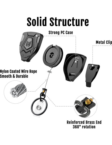 Llavero Retráctil MNGARISTA con Clip para Cinturón, 2 Unidades