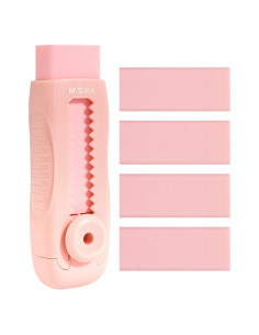 M&G Gomas de Borrar Retráctiles Rosa - Paquete 4+1, PVC