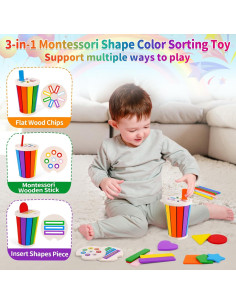 Juguetes Montessori FCSONU para Niños 1-3 Años - Clasificación de Colores y Formas 2