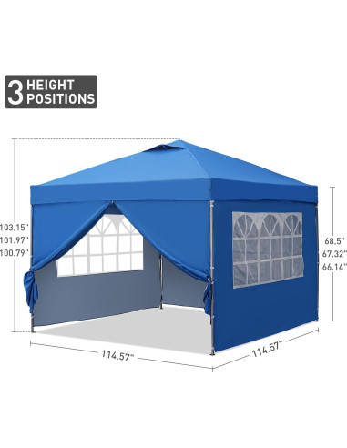 Carpa Plegable GDY 10x10m con Paredes Laterales Azul