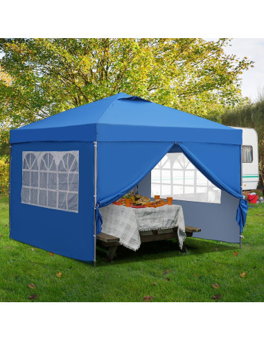 Carpa Plegable GDY 10x10m con Paredes Laterales Azul