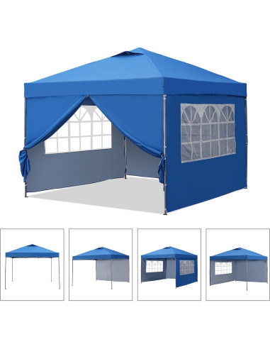 Carpa Plegable GDY 10x10m con Paredes Laterales Azul