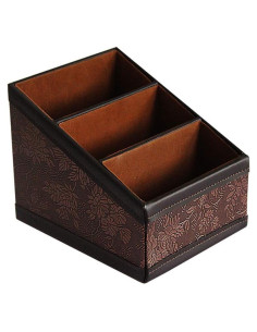 Soporte Organizador de Control Remoto Daixers de Cuero PU Marrón