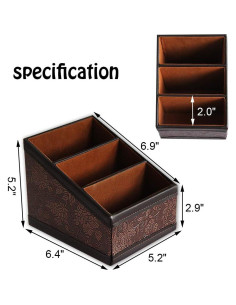 Soporte Organizador de Control Remoto Daixers de Cuero PU Marrón 2