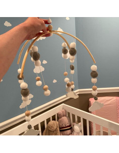 Móvil de Cuna de Perlas de Madera Kalastussaari 50x30 cm 2