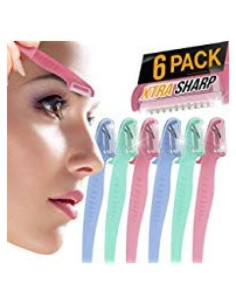 Paquete de 6 cuchillas para cejas Nylea con mango de gel