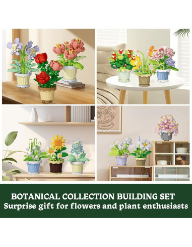 Juego de Construcción de Flores PQKIE 12 Piezas Decorativas