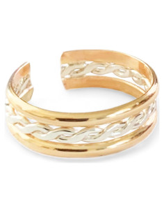 Anillo de Dedo del Pie Ajustable Unisex Oro 14K y Plata 925