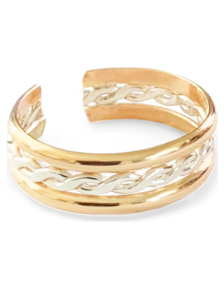 Anillo de Dedo del Pie Ajustable Unisex Oro 14K y Plata 925