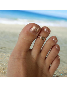 Anillo de Dedo del Pie Ajustable Unisex Oro 14K y Plata 925 2