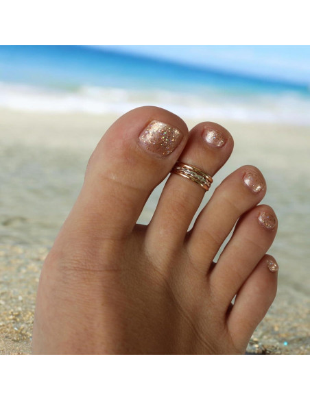 Anillo de Dedo del Pie Ajustable Unisex Oro 14K y Plata 925