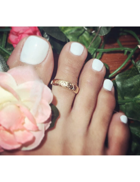 Anillo de Dedo del Pie Ajustable Oro Relleno 14K Floral