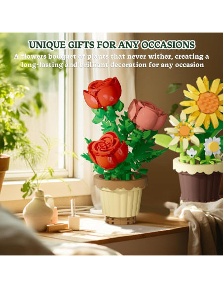 Juego de Construcción de Flores PQKIE 12 Piezas Decorativas