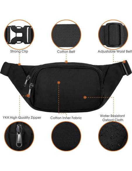 Riñonera Syican Unisex 3 Bolsillos Impermeable 20.99x8cm