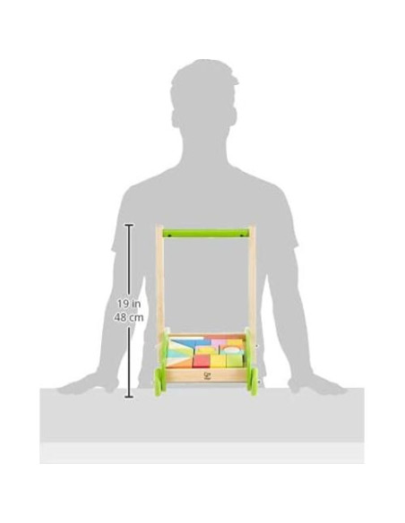 Carrito de Bloques y Rodillos Hape Juguete de Madera 35.3x28.3cm
