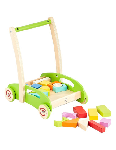 Carrito de Bloques y Rodillos Hape Juguete de Madera 35.3x28.3cm