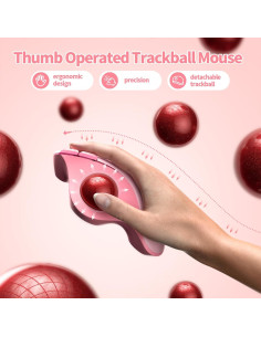 Ratón Trackball Inalámbrico Seenda Rosa - Ergonómico Bluetooth 5 DPI 2