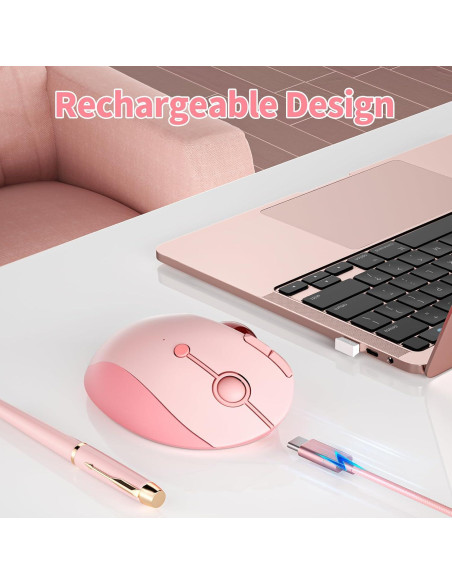 Ratón Trackball Inalámbrico Seenda Rosa - Ergonómico Bluetooth 5 DPI