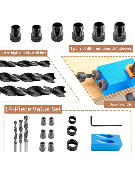 Kit de Plantilla de Taladro Angular 14 Piezas Bonsicoky