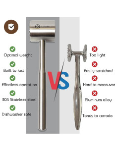 Martillo Aplanador de Carne Outdo.MXT Acero Inoxidable 24.4 cm 2