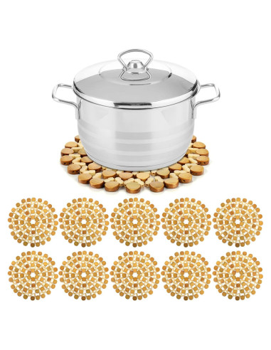 AVLA 10 Posavasos de Bambú Resistentes al Calor 21 cm