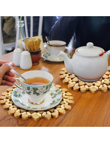 AVLA 10 Posavasos de Bambú Resistentes al Calor 21 cm