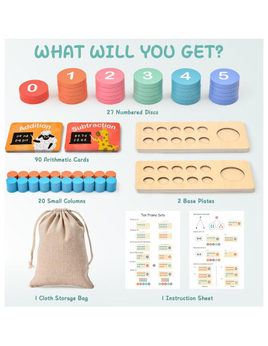 Juguetes Montessori Matemáticas Madera Lewo 1-20 para Niños