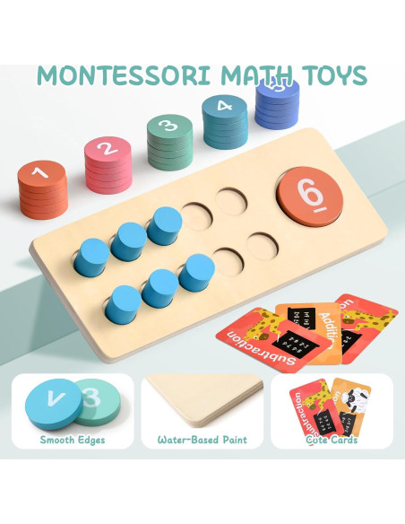 Juguetes Montessori Matemáticas Madera Lewo 1-20 para Niños