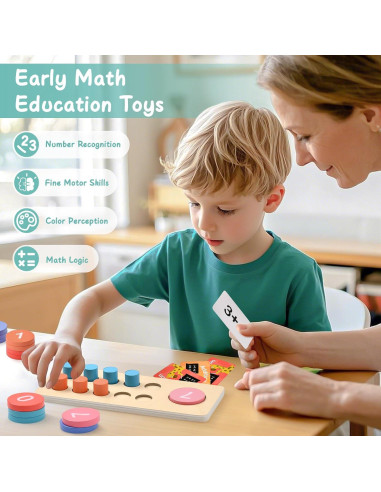 Juguetes Montessori Matemáticas Madera Lewo 1-20 para Niños