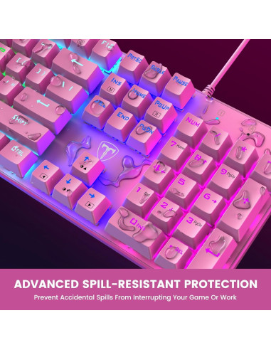 Teclado Mecánico RisoPhy Rosa 104 Teclas RGB USB Retroiluminado