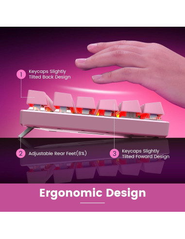 Teclado Mecánico RisoPhy Rosa 104 Teclas RGB USB Retroiluminado