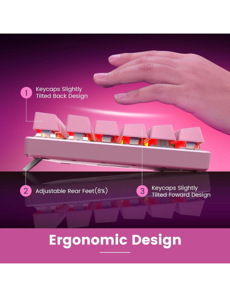 Teclado Mecánico RisoPhy Rosa 104 Teclas RGB USB Retroiluminado Teclado Mecánico RisoPhy Rosa 104 Teclas RGB USB Retroiluminado