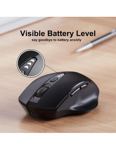 Ratón Inalámbrico Uineer Ergonómico Recargable 2.4GHz Negro