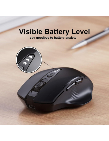 Ratón Inalámbrico Uineer Ergonómico Recargable 2.4GHz Negro