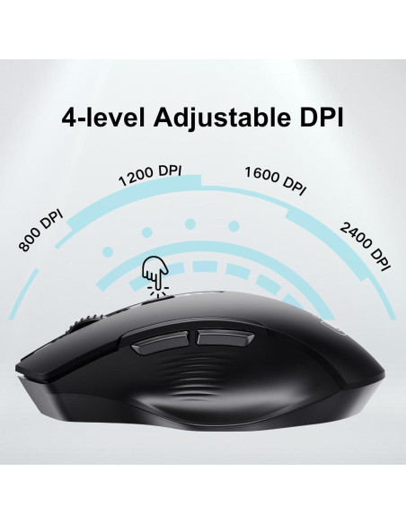 Ratón Inalámbrico Uineer Ergonómico Recargable 2.4GHz Negro