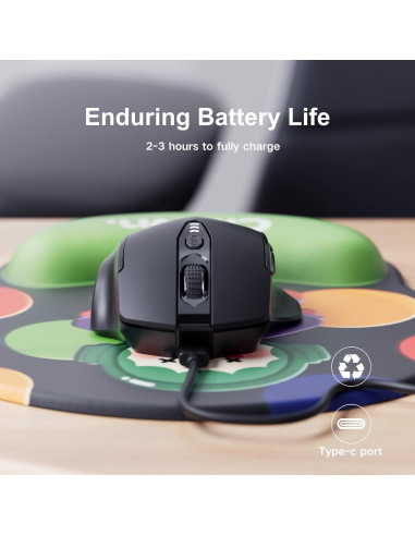 Ratón Inalámbrico Uineer Ergonómico Recargable 2.4GHz Negro