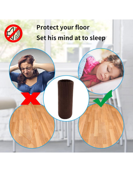 32 Calcetines para Patas de Silla Cionyce Café Oscuro Doble Grosor